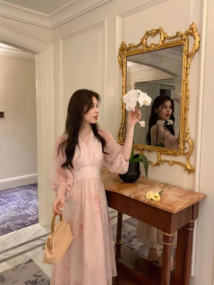 Aiertu French Style Women Fashion Elegant Casual Midi Party Dress Vintage Chic A-Line Prom Birthday Clothes Female Summer Vestidos New Aiertu