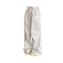 Aiertu Women's Flower Print Pants Y2k 2000s Fashion High Waist Baggy Trousers Harajuku Wide Leg Pants 90s Aesthetic Fashion Clothes New Aiertu