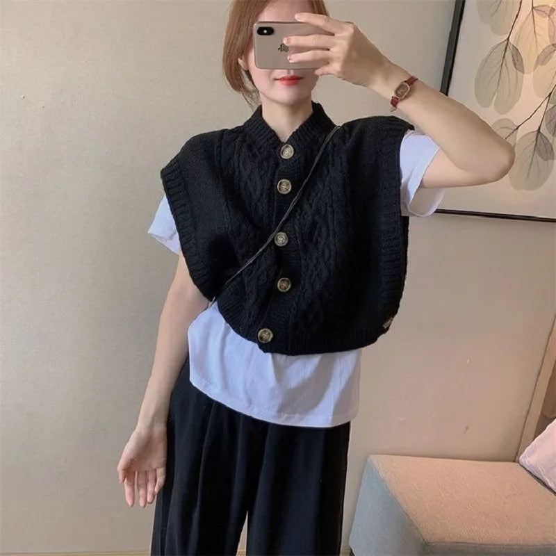 AIERTU  -  Button-knitted Cardigan Vest Women's Women's Soft Waxy Gentle Wind Sweater Vest Women Aiertu