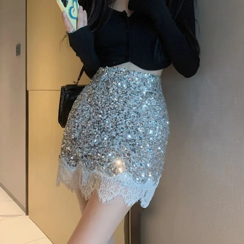 Aiertu NEW YEAR DRESS TO IMPRESS Skirts For Women Sequin Short Lace Mini Woman Skirt Harajuku Stylish Y2k Vintage Cheap V Modest Offer Aesthetic Hot Summer aiertu