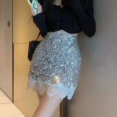 Aiertu NEW YEAR DRESS TO IMPRESS Skirts For Women Sequin Short Lace Mini Woman Skirt Harajuku Stylish Y2k Vintage Cheap V Modest Offer Aesthetic Hot Summer aiertu