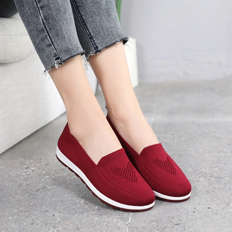 women's summer sneakers slip on flat shoes Women's Casual Loafers walking shoes Female Outdoor Mesh Soft Bottom Sports Shoes Aiertu