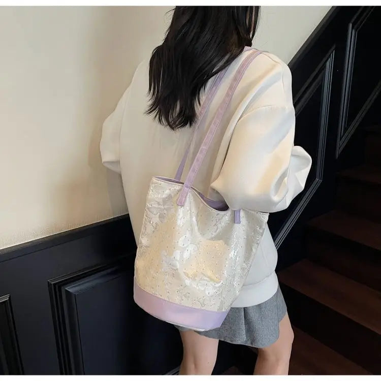 AIERTU  -  Tote Bag for Women New Style Fashionable and Versatile College Student Commuting One Shoulder Class Bucket Bags Aiertu