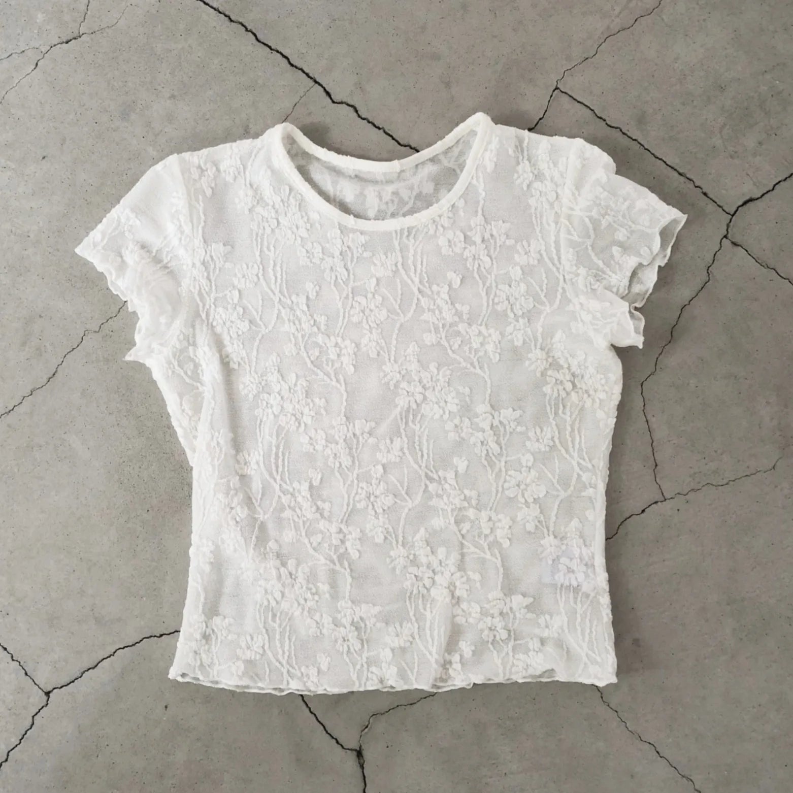 AIERTU  -  Retro Chinese Three-dimensional Jacquard Rose Simple Texture Short-sleeved Slim T-shirt Top Short Style Aiertu