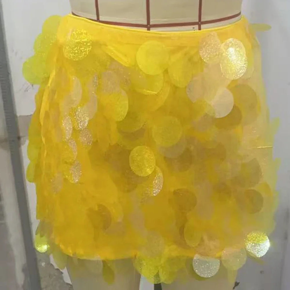 AIERTU  -  Sexy Sequin Mini Skirt Fashion Shiny Bodycon High Waist Patchwork Skirt Hot Girls Summer Party Y2k Luxury Female Skirts New Aiertu