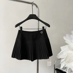 Aiertu Women's Woolen Pleated Short Skirt Autumn Winter American Korea Style Cheerleading Girl Straight A-line High Waist Mini Skirt Aiertu