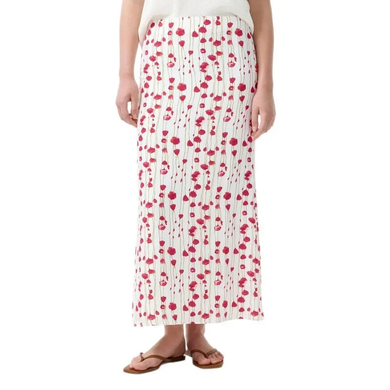 AIERTU  -  Summer New Women's Clothing Flower Printing Skirt Straight Long Skirt Casual Temperament Aiertu