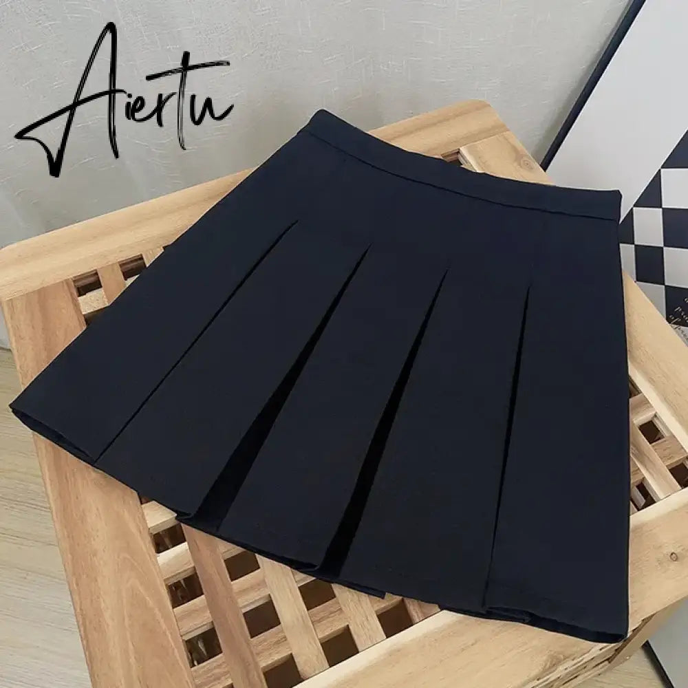 A-line Skirts with Belt Women y2k High Waist Short Skirt Buttons Skirt Female Clothing Female All-match Aiertu