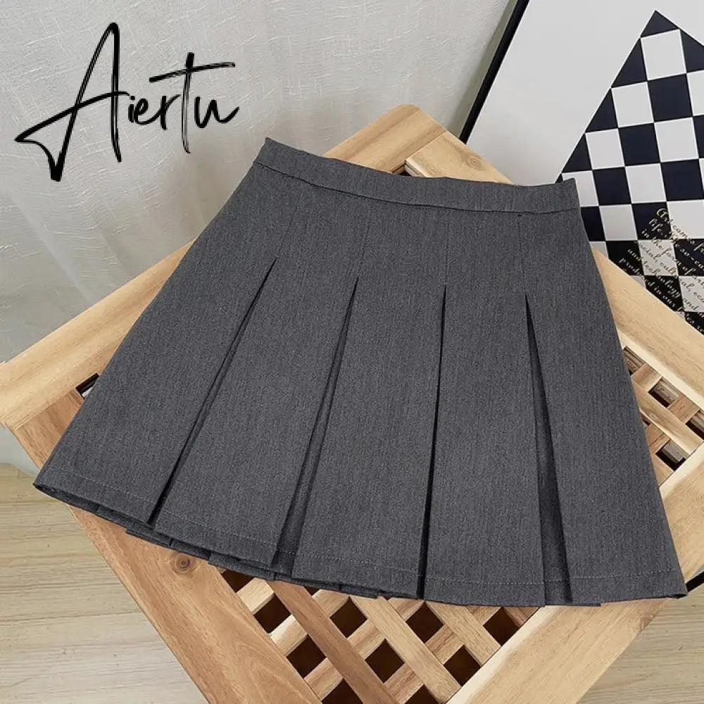 A-line Skirts with Belt Women y2k High Waist Short Skirt Buttons Skirt Female Clothing Female All-match Aiertu