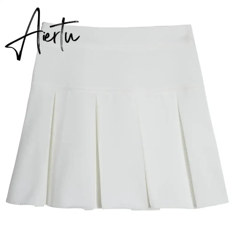 A-line Skirts with Belt Women y2k High Waist Short Skirt Buttons Skirt Female Clothing Female All-match Aiertu