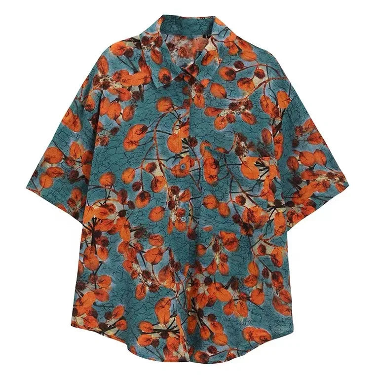 Aiertu  -  retro tie-dye short-sleeved shirt women's loose and versatile shirt summer new fashion personalized fried street top trendy Aiertu
