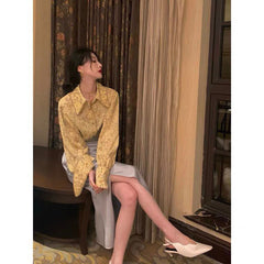 Aiertu Vintage Floral Shirts Women Streetwear Print Long Sleeve Chiffon Blouses Summer Ladies Elegant Loose All Match Tops New Aiertu