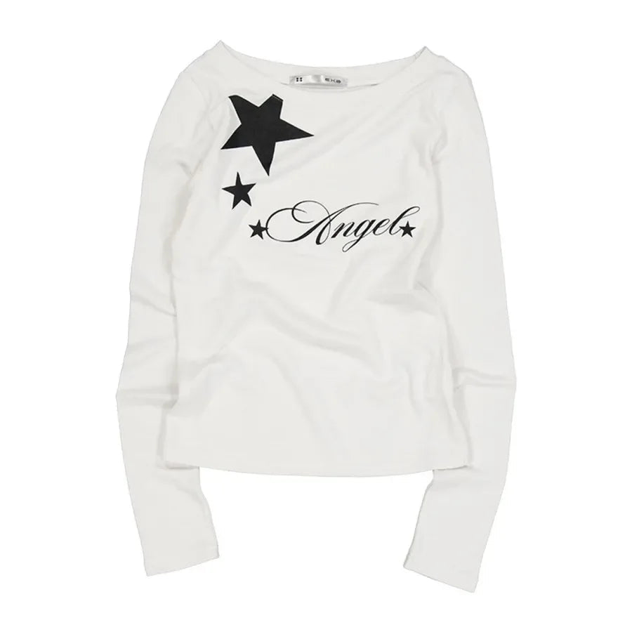 Aiertu  -  Spring American Vintage Elastic Slim Fit Long Sleeved T-shirt Women Casual Star Aesthetic Bottomshirt Spice Girls Y2k Top Aiertu
