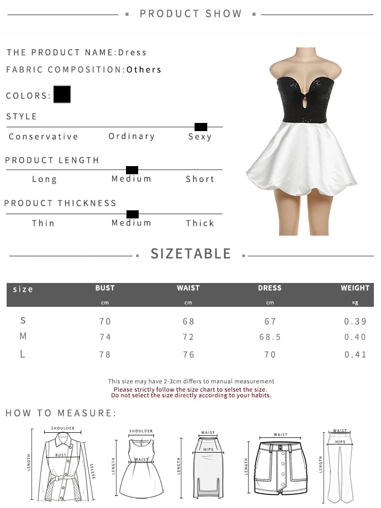 Aiertu  -  Sexy Sequins Patchwork Dress Women Hollow Puffy Contrast Backless Sleeveless Bow Midnight Clubwear Party Mini Bodycon Aiertu
