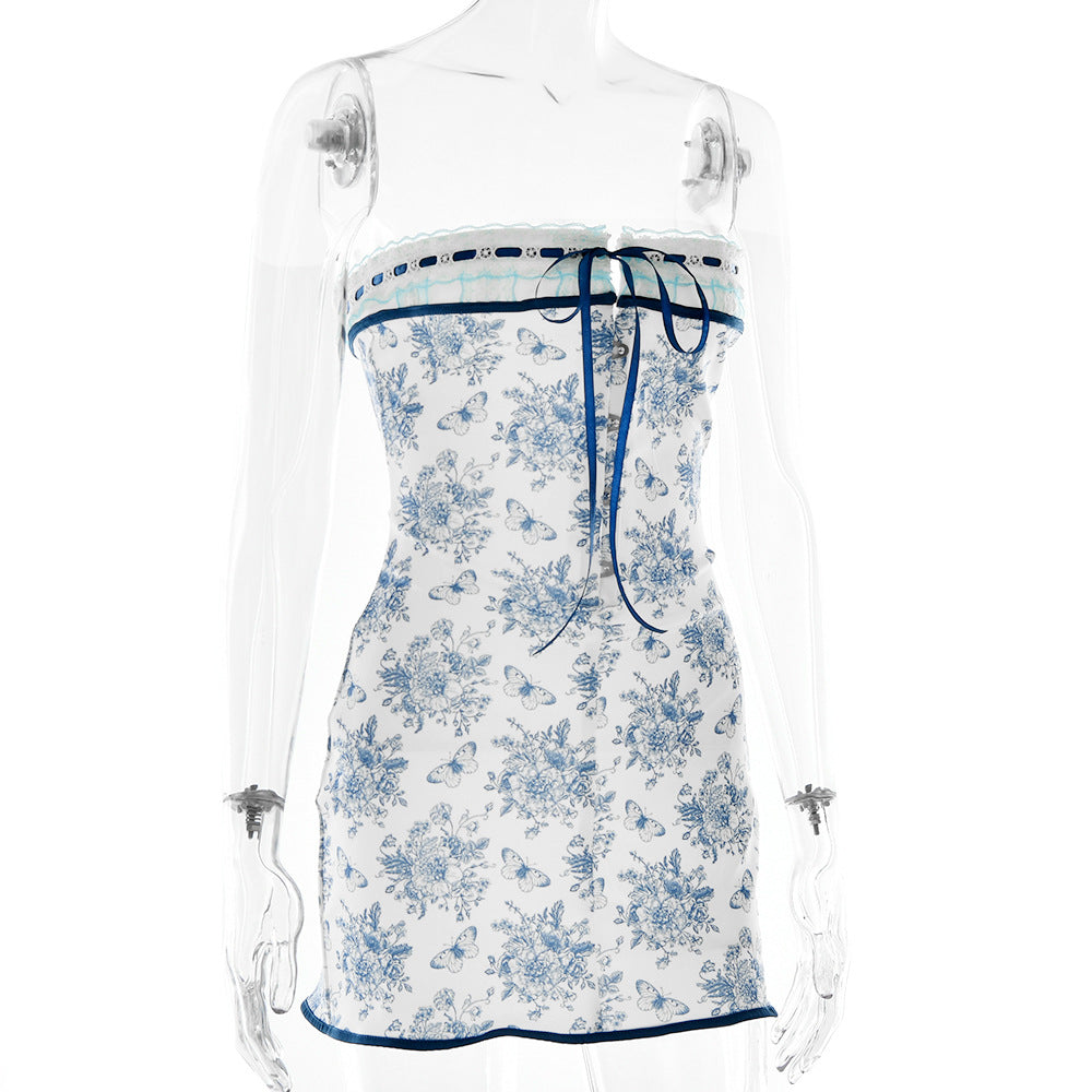 Aiertu - Vintage Design Print Mini Dress Aiertu