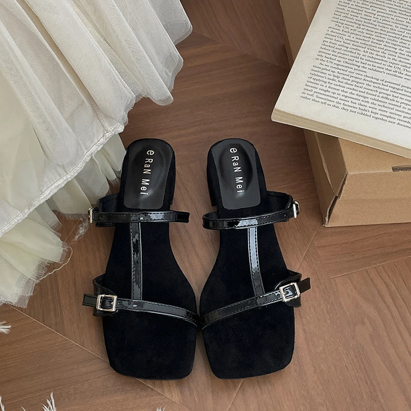 Aiertu  -  Summer Women Fashion Open Toe Slippers Casual Thick Heel Beach Vacation Slides Party Dress Shoes Aiertu