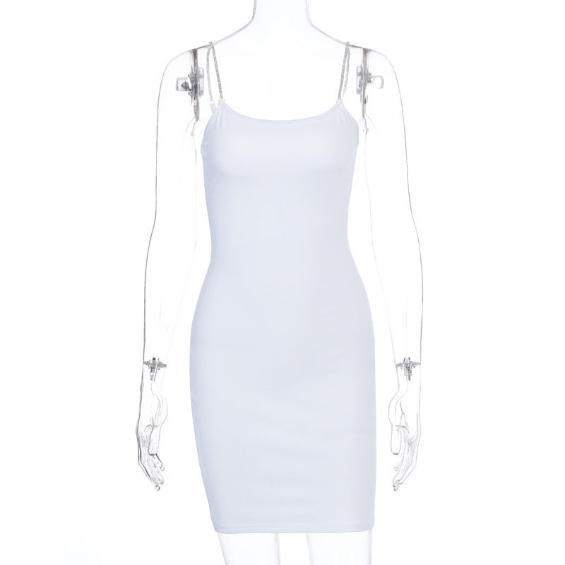 Aiertu - Slim-fit Diamond Sling Dress with Backpack Aiertu