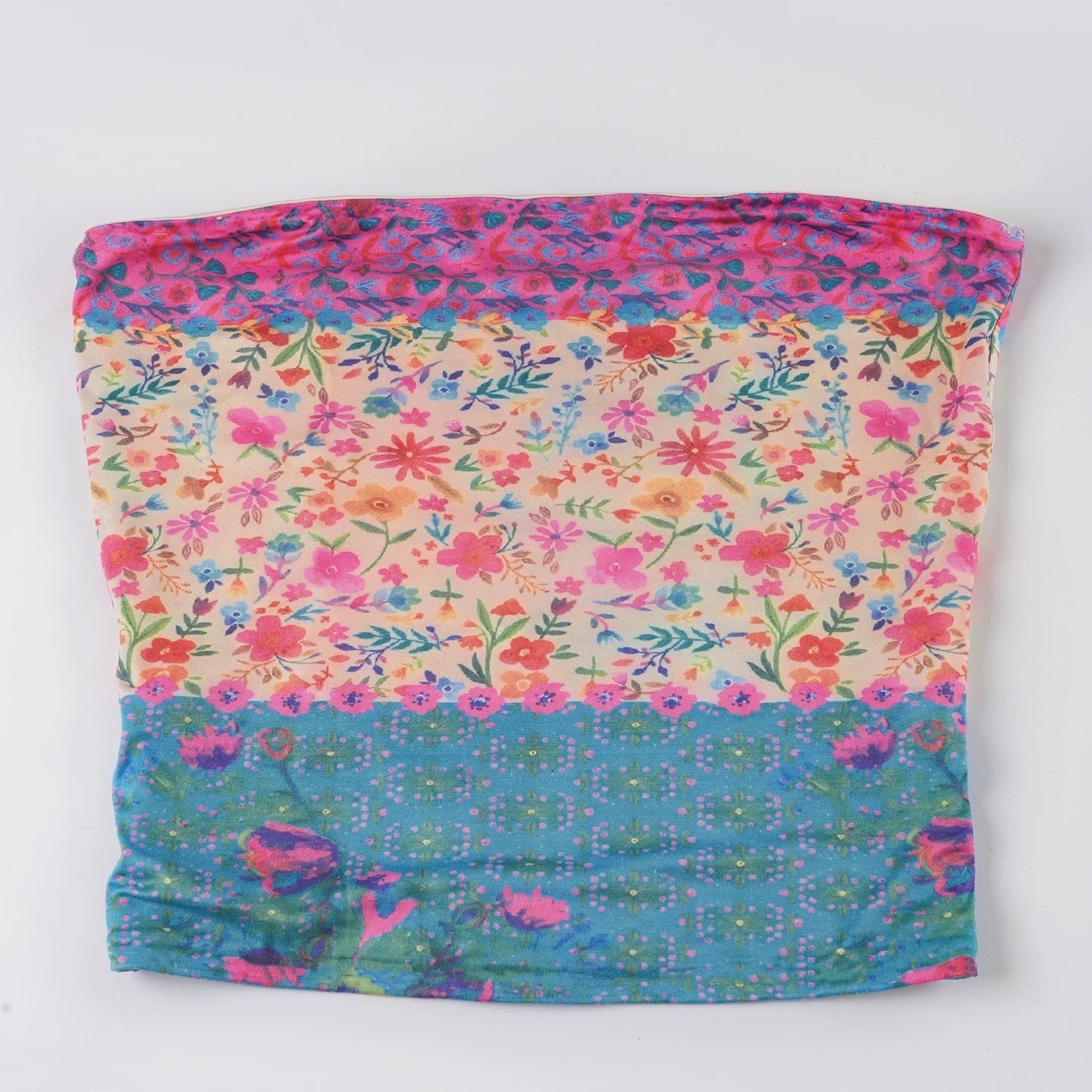 Aiertu  -  y2k Aesthetic Tube Top Summer Holiday Cute Floral Print Skinny Strapless Cropped Tops Women Casual Basic Tee Vintage 90s Aiertu