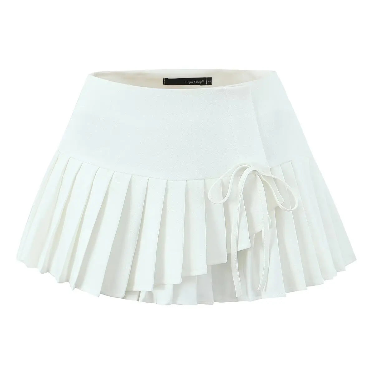 Aiertu  -  Y2K Style Cool Girl Cross Slit Asymmetrical Pleated Mini Skirts Women Side Zipper Low Waist Sports Skirts Gray Black White Aiertu