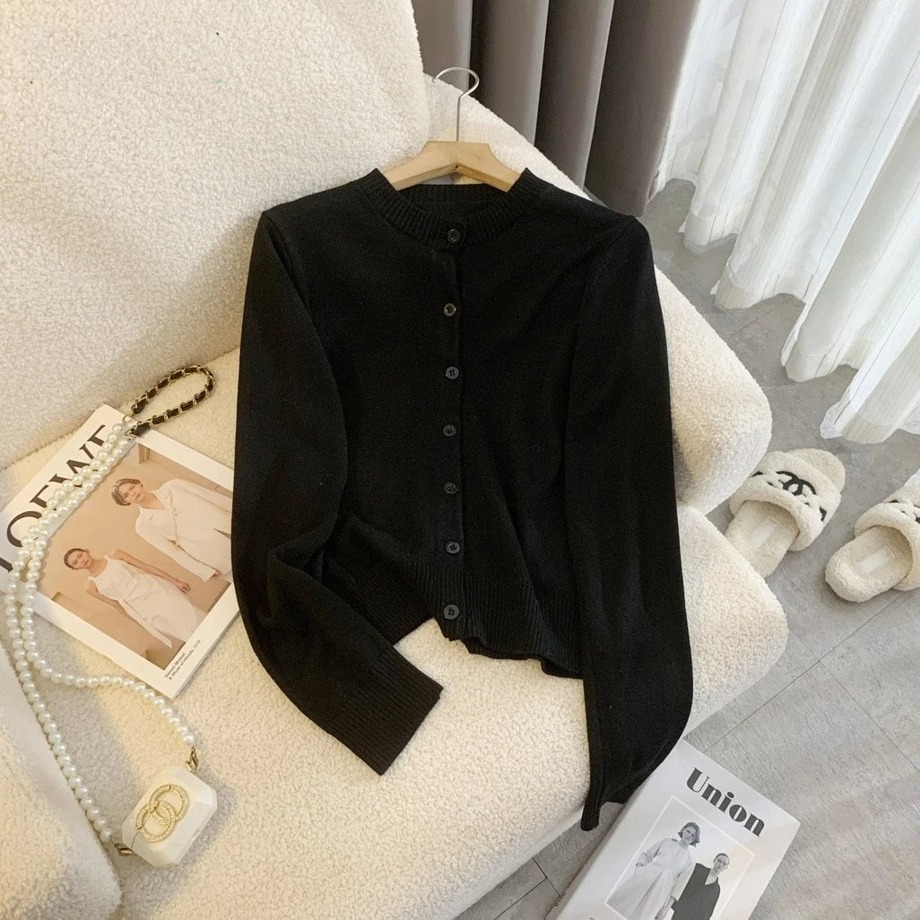 Aiertu  -  Fashion Knitted Sweater Cardigan Casual Top For Women O Neck Solid Color SlimLong Sleeve Female 2026 Autumn Chic Cardigan Aiertu