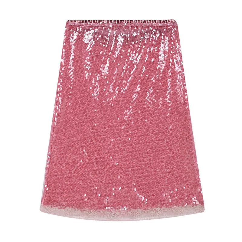Aiertu  -  Women's Sequined Patchwork Contrast Lace Mini Skirt Sexy See Through Straight A-Line Short Skirt Fashion Street Partywear Aiertu