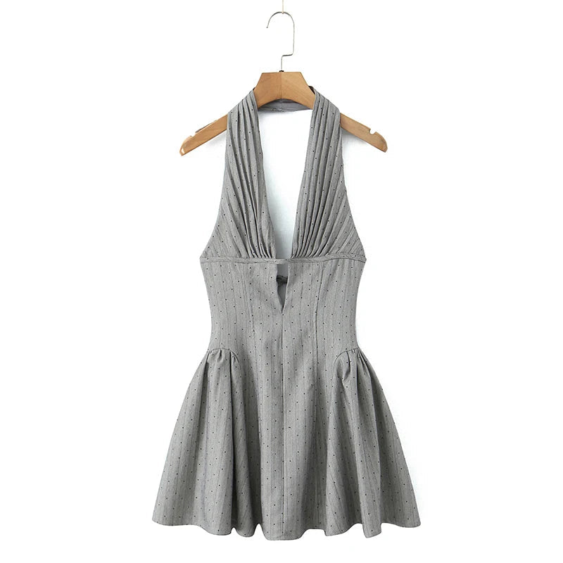 Aiertu  -  French Style Sexy Backless Halter Dress For Summer Women Party Mini Robe Aiertu