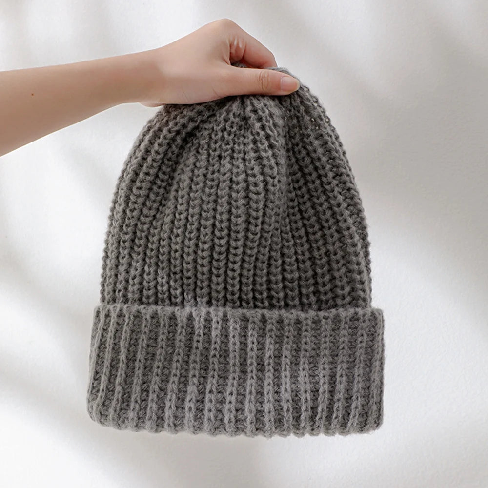 Aiertu  -  Winter Knitted Hat Women Korean Fashion Solid Outdoor Warm Beanies All-match Casual Elastic Comfortable Cap Aiertu