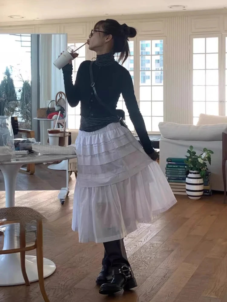 Aiertu  -  Y2k Aesthetic White Simple Pleated Skirts Women Vintage Summer Long Skirt Harajuku Streetwear Gothic Faldas Largas Mujer 2025 Aiertu