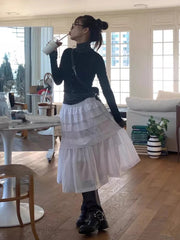 Aiertu  -  Y2k Aesthetic White Simple Pleated Skirts Women Vintage Summer Long Skirt Harajuku Streetwear Gothic Faldas Largas Mujer 2025 Aiertu