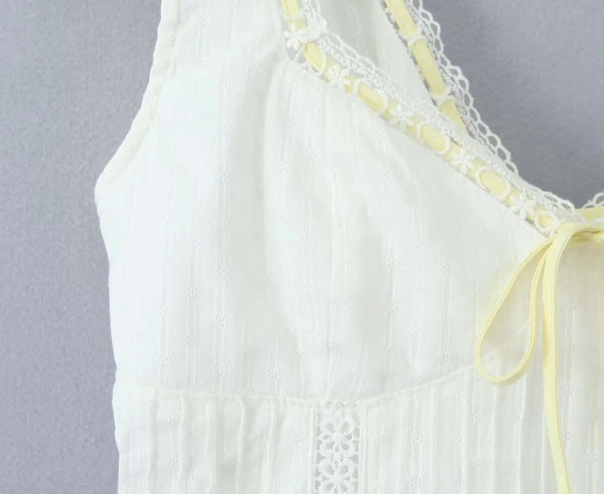 Aiertu  -  Luxury Dresses Women 2025 Summer Short Dress Sexy Frenchy White Lace Mini Dresses V Neck Short Sleeve Dress Back Lace Up Aiertu