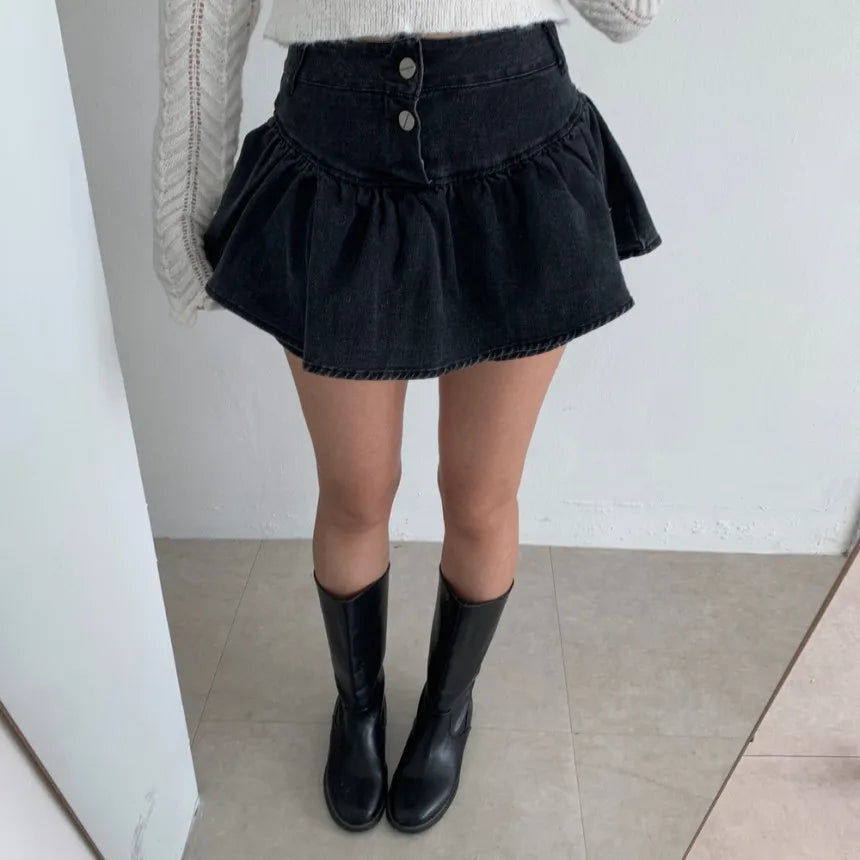 Aiertu  -  Korean Y2K Sheath High Waist Solid Color Shorts Skirts 2025 Spring Women's Slim Fit Hotsweet Sexy Style Harajuku Denim Skirt Aiertu