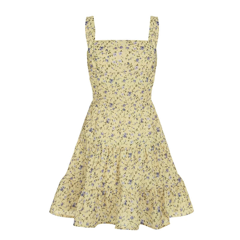 Aiertu  Fashion Small Flowers Prints Summer Women’s Camisole Dress Slim Simple Sweet Prairie Chic Mini Dresses Aiertu