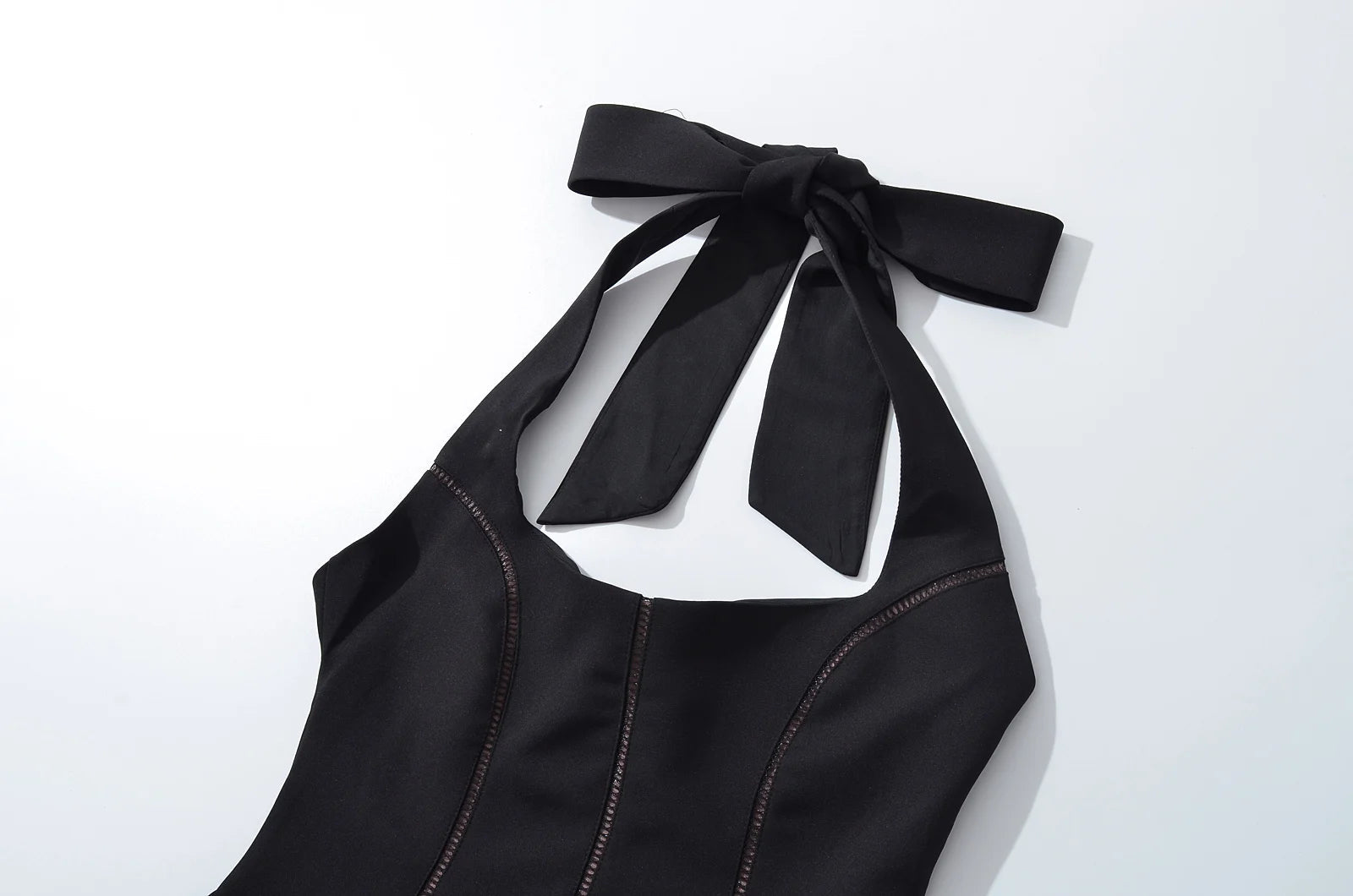 Aiertu  -  4 colors Sexy Bow Halter Sling Dress Women Spliced Hollow Out Hole Line Slim Waist Ball Gown Backless Dresses Party Robe Aiertu