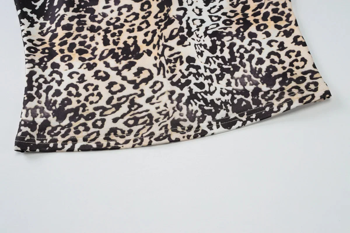 Aiertu  -  Sexy Women Halter Neck Leopard Print Corset 2026 Summer Female Fashion Backless Bandage Crop Tops High Street Skinny Tank Top Aiertu