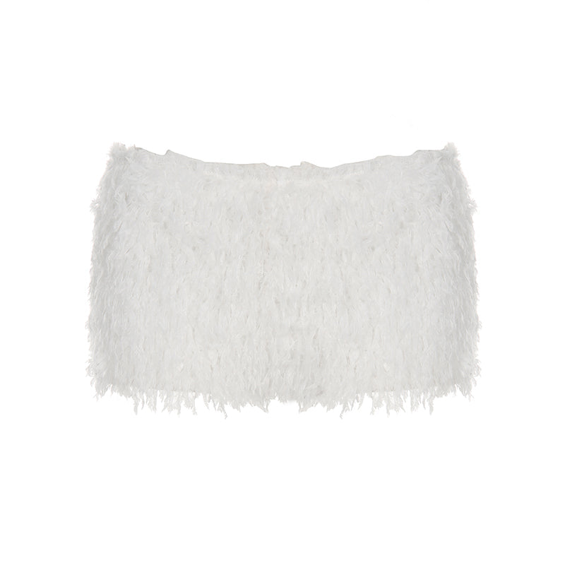 Aiertu - summer inspo Faux Fur Solid Knitted Women’s Short Chic Y2K Skinny Simple Low Waist Autumn Winter Design Basic Pants Aiertu