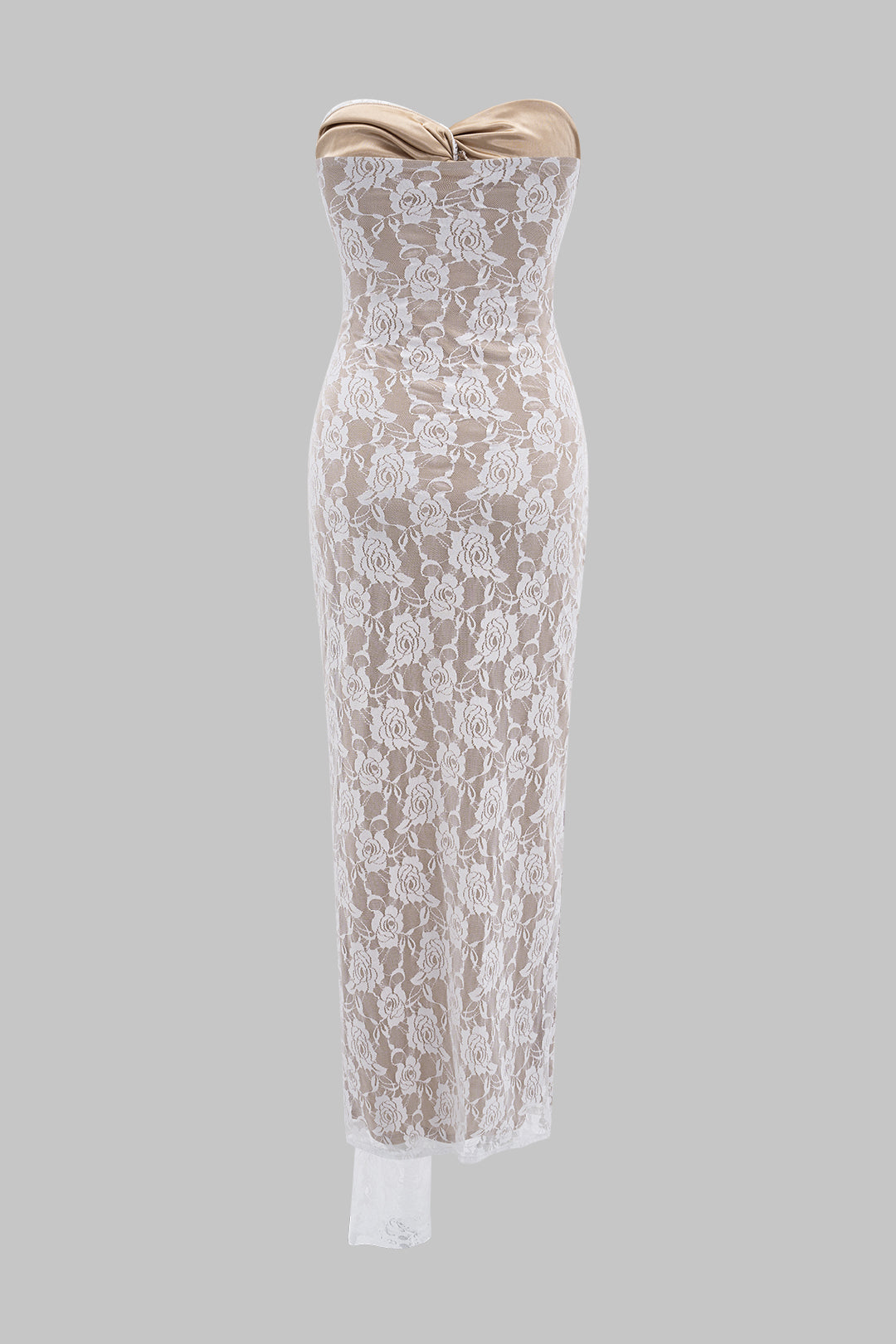 Aiertu  -  Tie Front Twist Knot Strapless Sleeveless Maxi Dress Aiertu
