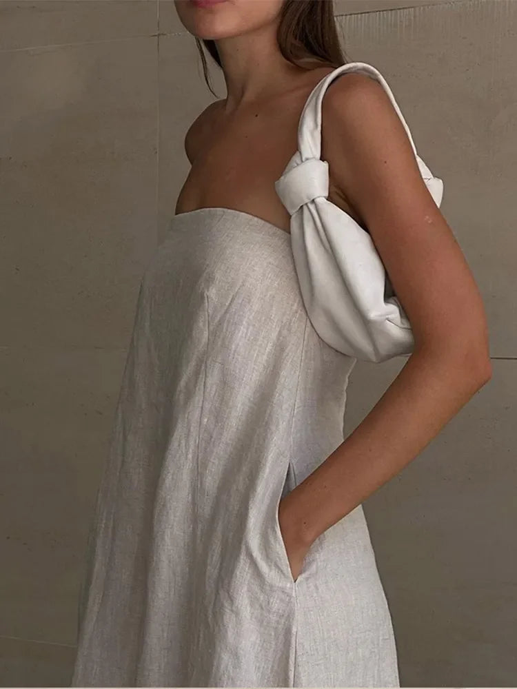 Aiertu  -  Women's Elegant Solid Strapless Loose Long Dress Sexy Sleeveless Backless Off Shoulder Dresses 2026 Ladies Vacation Party Robes Aiertu