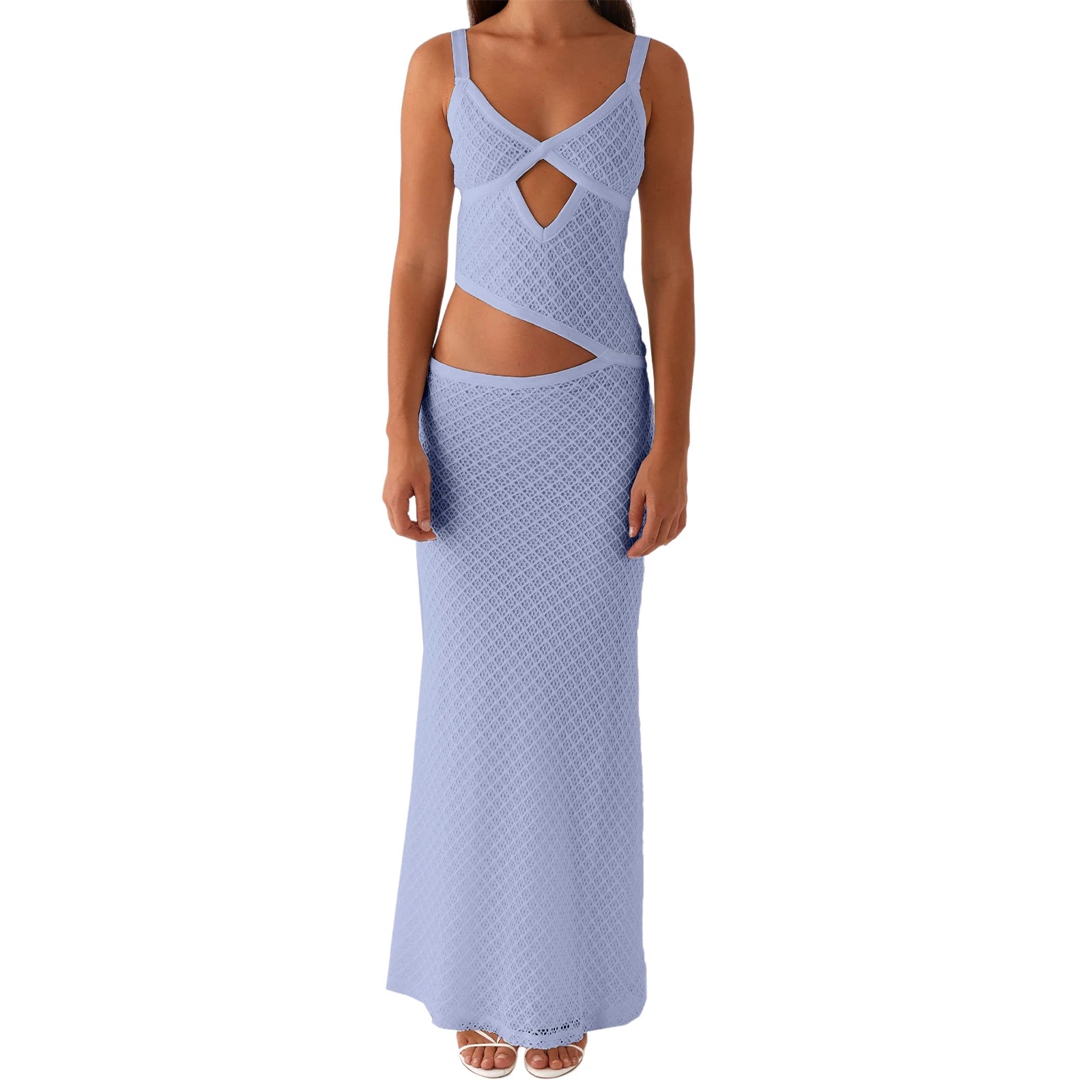 Aiertu  -  Elegant Women s Sleeveless Spaghetti Strap Bodycon Dress with Chic Hollow Out Design and  Fit Silhouette Aiertu