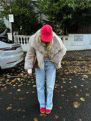 Aiertu  -  Elegant Faux Fur Cardigan Coats Women Winter Long Sleeve Loose Luxury Coats Female Chic Solid Streetwear All-match Outcoat Aiertu