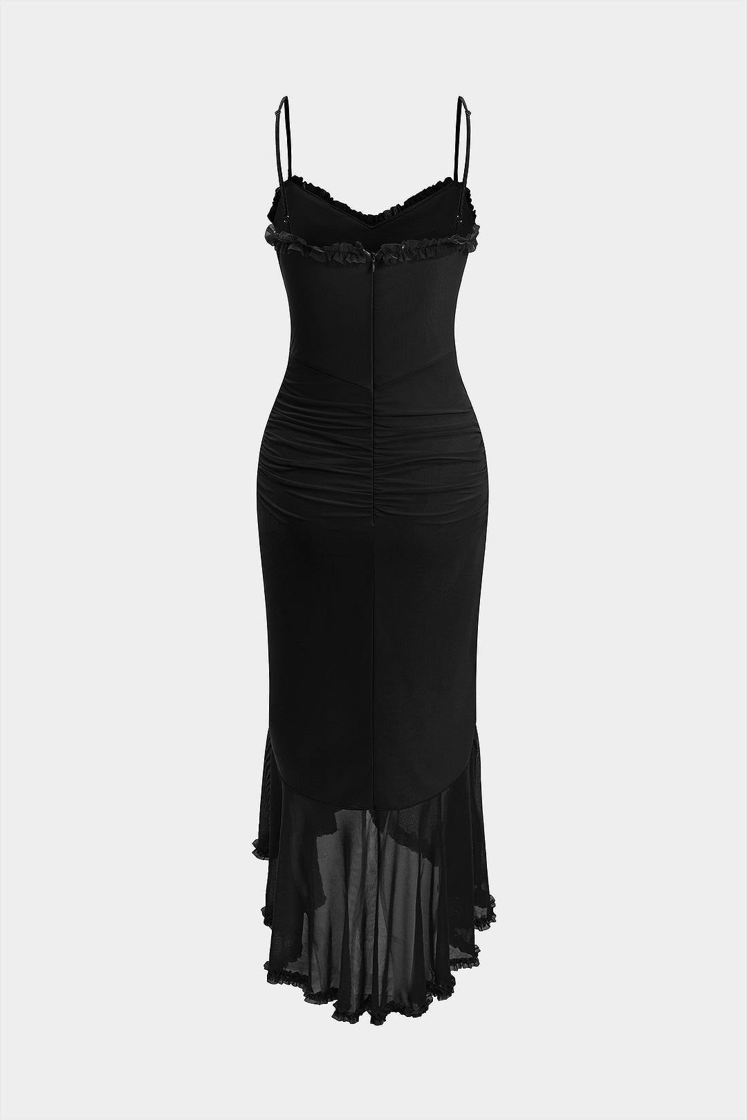 Aiertu  -  Mesh Slip Ruffle Maxi Dress Aiertu