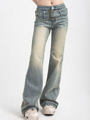 Aiertu  -  Street High Waist Straight Mop Flare Jeans Aiertu