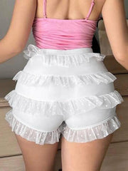 Aiertu  -Mesh Tiered High Rise Shorts aiertu