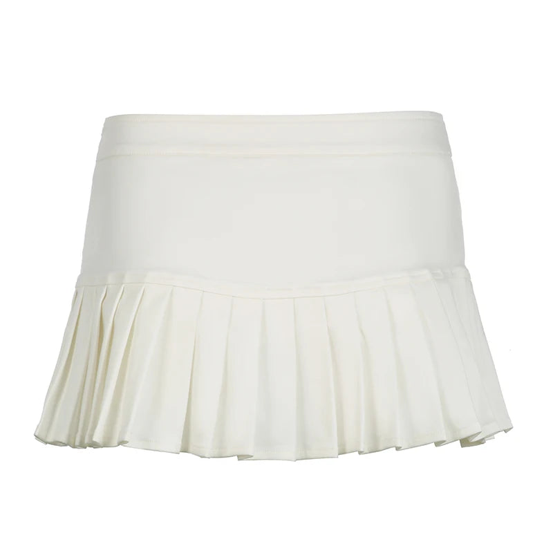 Aiertu  Sexy Low Waisted Pleated Skirts for Women Solid Y2K Aesthetic Korean Bottoms Clubwear Fashion 90s Cute Outfits Aiertu