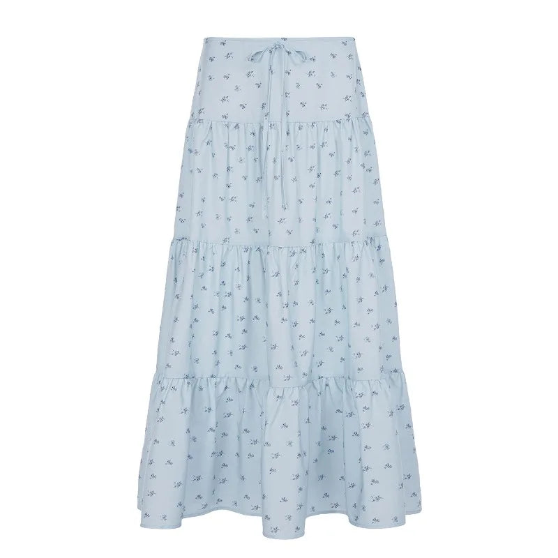Aiertu  -  Floral Print Two Piece Set Woman Smocked Crop Top and Long Skirts Sets Shoujo Girl Style Vacation Outfits P67-GZ41 Aiertu