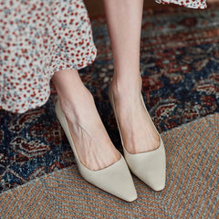 Aiertu  -  Handmade Leather Women Pumps Sexy Chic Stylish Pointed Toe Office Working Shoes Strange High Heel Black Stilettos Dress Shoes Aiertu