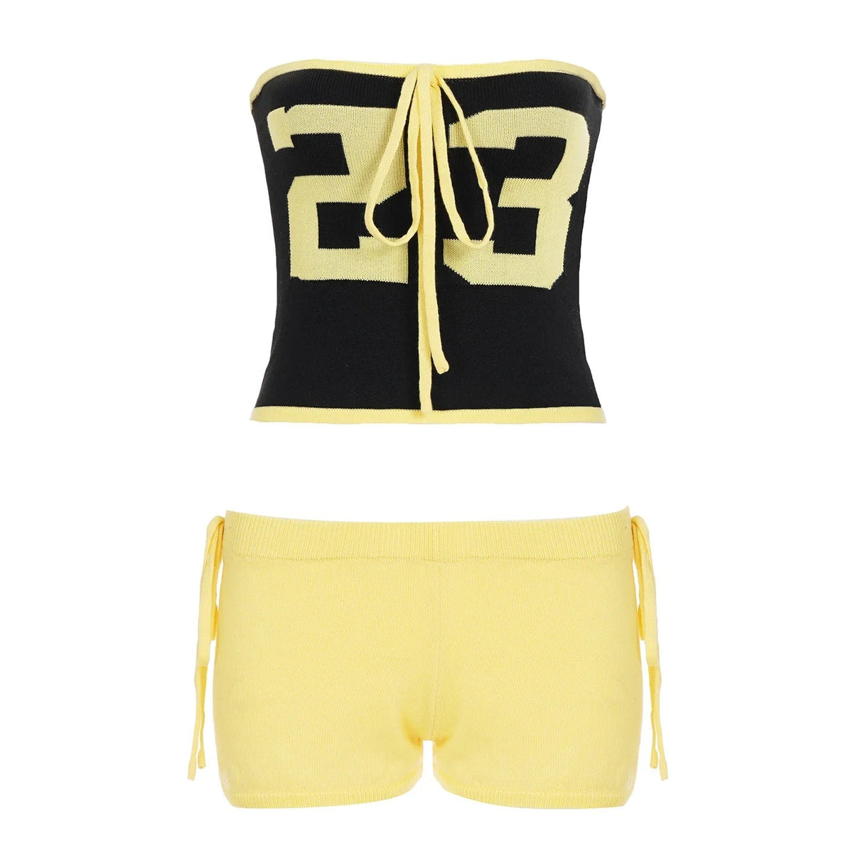 Aiertu  -  Knitted Graphic Tube Top and Shorts 2 Pieces Set Korean Streetwear Cute Outfits for Woman Summer Clothes P56-EZ24 Aiertu