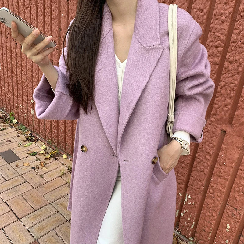 Aiertu  -  layered look inspo Faux Fur Parka Women Casual Loose Chic Lace Up Long Coats Female Solid Soft Warm Turndown Collar Fashion Outwears Lady Aiertu