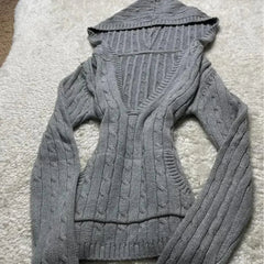 Aiertu  -  American High Street Knitted V Neck Long Sleeve Sweaters Y2k Aesthetic Harajuku All Macth Personality Punk Jumpers New Clothes Aiertu