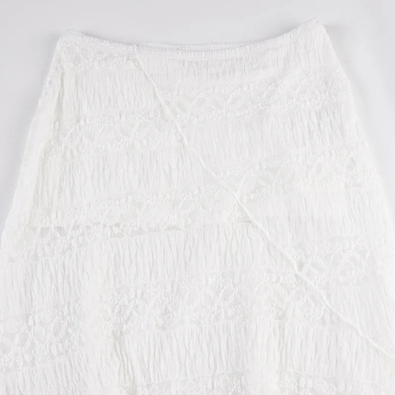 Aiertu  -  Jacquard Lace White Maxi Skirts for Woman Boho Beach Irregular Long Skirt Summer Clothes Resort Wear 2025 P77-CI26 Aiertu