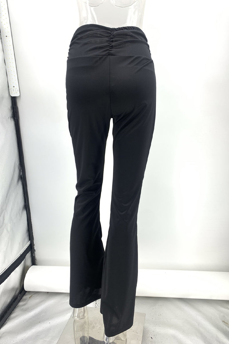 Aiertu  -Elegant Patchwork Ruched Regular High Waist Speaker Bottoms aiertu